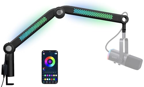 SUNMON RGB Mic Arm – Adjustable Boom Arm with Rhythm RGB Lighting for Blue Yeti, HyperX QuadCast, Rode, Fifine AM8, and More – Perfect for Podcasting, Streaming, and Gaming - color: Pickup Light Boom Arm