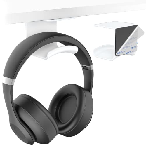 HomeMount Under Desk Headphone Hook - Adhesive Headphone Stand Hanger for Desk - White - color: White