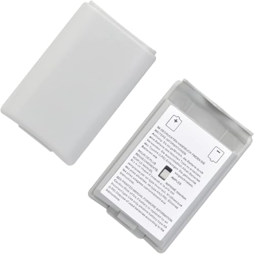 2 Pcs Battery Pack Cover for Xbox360 Wireless Controller, Replacement Battery Pack Cover Shell Case (2xWhite) - color: White