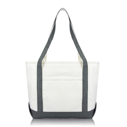 DALIX Daily Shoulder Tote Bag Premium Cotton in Gray - color: Gray