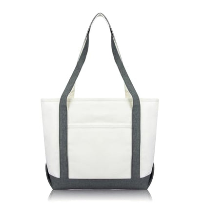 DALIX Daily Shoulder Tote Bag Premium Cotton in Gray - color: Gray