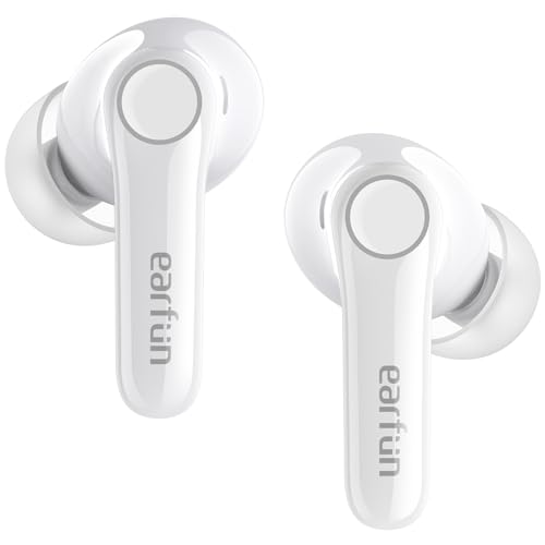 EarFun Air Pro 4 Adaptive Hybrid Noise Canceling Wireless Earbuds, 6 Mics | Qualcomm Snapdragon Sound, aptX Lossless, LDAC Hi-Res Audio, 52H Playtime, Bluetooth 5.4, In-Ear Detection, Glossy White - color: Glossy White