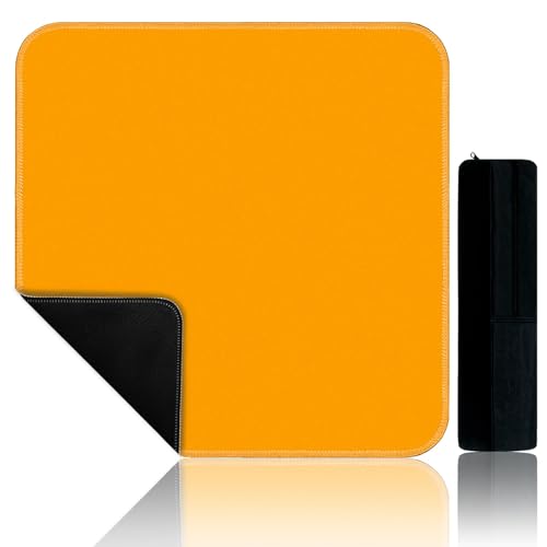 22" Orange Mini Mahjong Mat for Travel Set, Portable Crease-free Gaming Mat | Gaming Mat with Carrying Bag for Mahjong, Poker, Card, Domino, Board Games, Dominoes,Cards & Tile Games - color: Orange