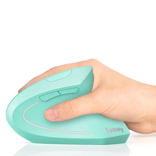 Lekvey Ergonomic Mouse, Vertical Wireless Mouse Rechargeable 2.4 GHz Optical Carpal Tunnel Mouse : 800/1200 / 1600 DPI, 6 Buttons, for Laptop, PC, Mac, Computer, Desktop, Notebook etc, Green - color: Green