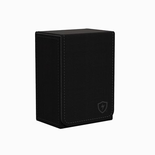 Double Decker Leather Poker Card Case - Holds Two Sets of Poker Size Cards - Premium Dual-Deck Holder with Stylish Design and Secure Closure (Black-Grey) - color: Black-Grey