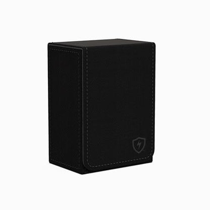 Double Decker Leather Poker Card Case - Holds Two Sets of Poker Size Cards - Premium Dual-Deck Holder with Stylish Design and Secure Closure (Black-Grey) - color: Black-Grey