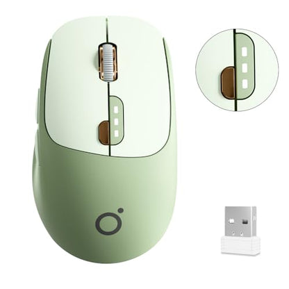 Bluetooth & 2.4G Dual-Mode Wireless Mouse with Visible Battery Indicator, Silent Rechargeable Computer Mouse, 1600 DPI, One-Click Desktop Privacy Key, Portable Mice for Laptop/PC/Mac - Green