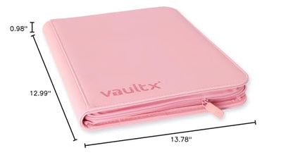 Vault X 12 Pocket Zip Trading Card Binder 480 Cards Exo-Tec (Pink) | Holds 480 standard-size TCG cards in 20 side-loading 12-pocket pages. Padded, water-resistant Exo-Tec cover. - color: Pink, size: 12 Pocket