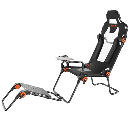 VEVOR Racing Wheel Stand Foldable Fit for Mainstream Brands, Carbon Steel Driving Simulator Cockpit Adjustable Pedal & Dual-Mode Seating,Fit Most Steering Wheels and Pedals