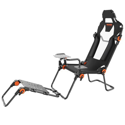 VEVOR Racing Wheel Stand Foldable Fit for Mainstream Brands, Carbon Steel Driving Simulator Cockpit Adjustable Pedal & Dual-Mode Seating,Fit Most Steering Wheels and Pedals