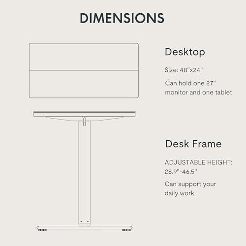 FLEXISPOT Standing Desk Electric Height Adjustable Desk with 48 x 24 Inches Splice Board, Ergonomic Memory Controller, Black Top + Black Frame - color: Black, size: 48"x24"