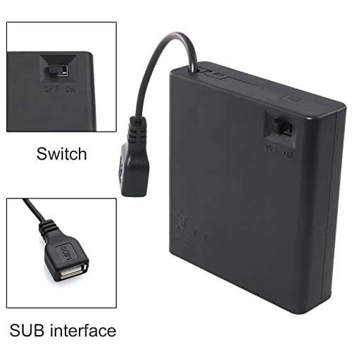 USB Female Socket 4 AA Battery Case Box Holder with ON-Off Switch