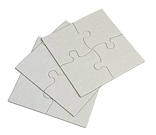 Inovart Lil' Ones 4-Piece Blank Puzzle, 12 Puzzles Per Package, 4" x 4", White - size: 4 Pieces (4 x 4 in), style: 12 Puzzles Per Package