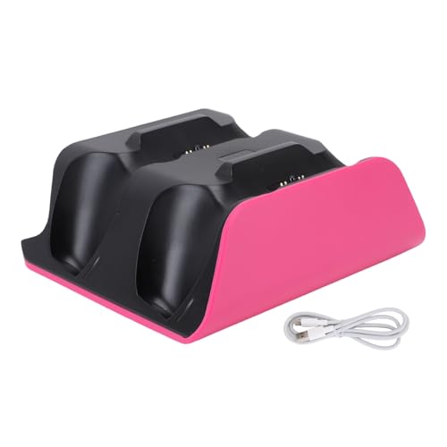 Controller Charging Station, Dual Game Console Charger Dock with Storage Stand, USB Cable, Pink Black for PlayStation Xbox - color: Pink Black