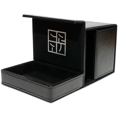 Card Deck Box for Trading Cards Battle Fits 60+ Double-Sleeved Cards anti-loss design for Dice tray and Accessories (black) - color: black