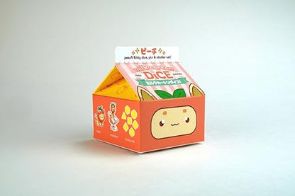 1985 Games Peach Cat Milk Carton Dice Set – Milk Carton-Inspired Dice for DND | TTRPGs & Tabletop Roleplaying - color: Peach