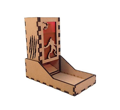 Werewolf Mini Dice Tower v1 Neon Pink Acrylic Window Laser Cut MDF Unique Gift