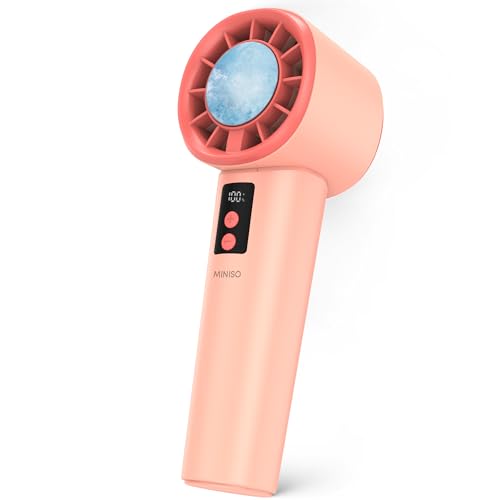 MINISO Portable Fan with Coolling Plate, Handheld Turbo Fan Rechargeable | Ice Fan 3000 mAh, USB Makeup, 7-Speed 1-120, Max 10 H Cold Personal Fan for Travel, Office, Subway, Shopping, Camping - color: Pink