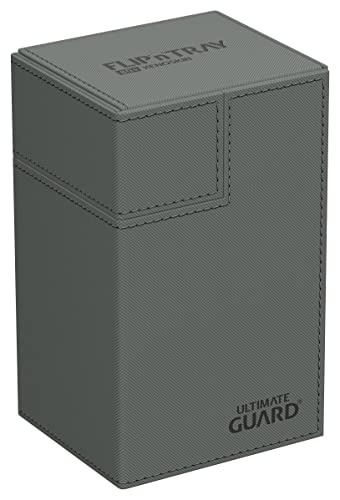 Ultimate Guard Flip'n'Tray 80+, Deck Case for 80 Double-Sleeved TCG Cards + Dice Tray, Grey, Independent Magnetic Closure & Microfiber Inner Lining - color: Grey, size: 80+
