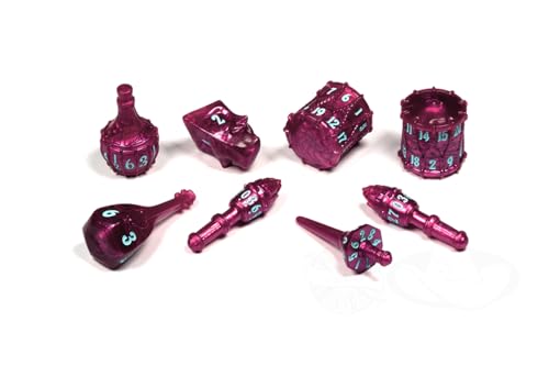 PolyHero Bard Dice Set – Raspberry Rhapsody |Polyheadral Shaped Dice for D&D & RPG - Role Playing Games | 8-Piece Themed Set, Unique Gift for Tabletop Gamers - color: Raspberry Rhapsody