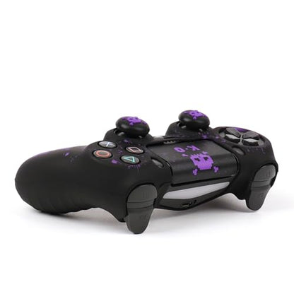 RALAN Pixelated Skull Design Controller Skin Cover with 2 Thumb Grips Compatible with PS4/Playstation 4 Slim/Pro Controller - color: Pixelated Skull Black Purple