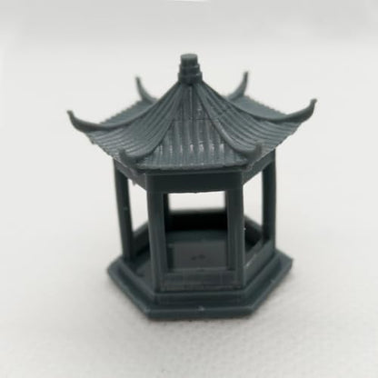 MRY-SFW Yao's Studio LYT72286 1/72 20mm Miniature Factory Building Military Car Railroad Track Accessory Props Diorama Scenery Ancient Style Hexagonal Pavilion Architecture Model1pc