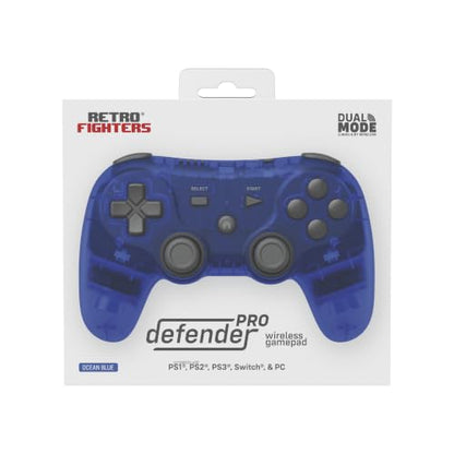 Retro Fighters Defender Pro Wireless Controller for PS1, PS2, PS3, Switch, & PC | 2.4GHz & Bluetooth (Ocean Blue) - color: Ocean Blue