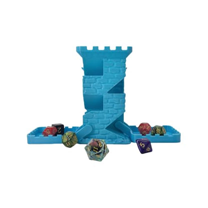 Castle Retro Black Dagger Dice Dice Tower Dungeons and Dragons RPG Tabletop Roleplaying Game Jail D&D (Random 7PCS D20 Dice Set Included) Blue - color: Blue