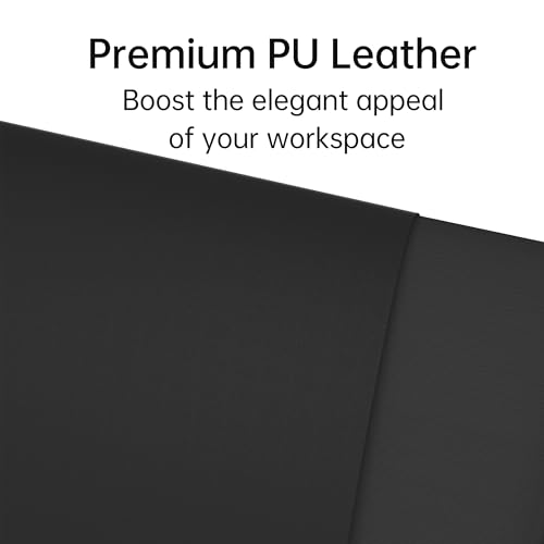 Leather Desk Pad, Non-Slip Suede Base, Stitched Edges, Dust-Proof Easy-Clean Surface, Mouse Pad & Desk Protector for Office and Home, Black 23.6" x 11.8"