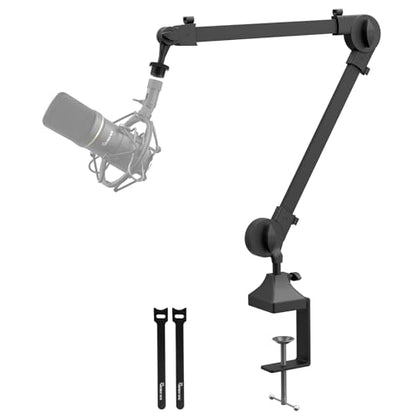 Microphone Boom Arm Stand With 5/8 Inches Connector, Studio Arm Suspension Scissor Adjustable Mic Stand with Heavy Duty Clamp,for Vocal Recording,Gaming,Streaming Podcasting