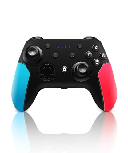 Wireless Switch Pro Controller for Nintendo Switch with Adjustable Turbo Function,Dual Vibration Function,Gyro 6-Axis and High Battery Life. Remote Gamepad Joystick for Switch Console, Red&Blue