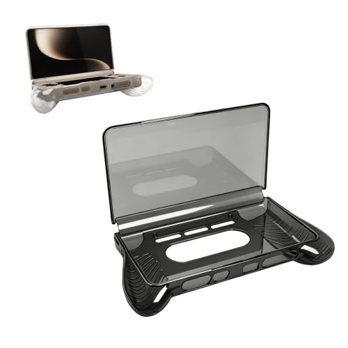 Protective Case Compatible with Ayn Thor, Clear Soft Shell Cover, Anti-Slip Shockproof Accessory for Flip Handheld Gaming Console (Transparent Black) - color: Transparent Black