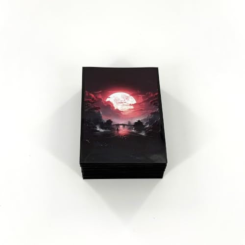 100 PCS MTG Card Sleeves, TCG Card Protective Sleeves Size is 2.6 x 3.6 in Applicable to OCG CCG DTCG PTCG, Fit Standard Size Cards (Red Moon) - color: Red Moon