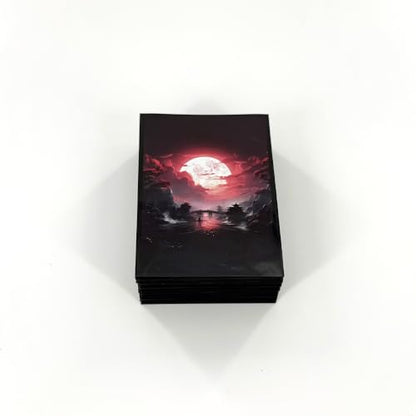 100 PCS MTG Card Sleeves, TCG Card Protective Sleeves Size is 2.6 x 3.6 in Applicable to OCG CCG DTCG PTCG, Fit Standard Size Cards (Red Moon) - color: Red Moon