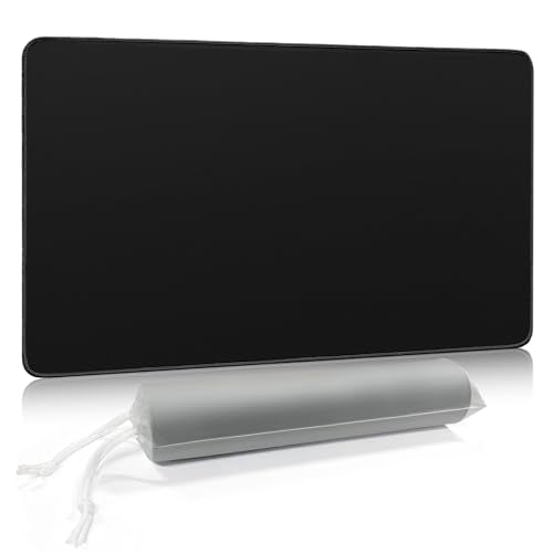FROGIGO Solid Color TCG Playmat with Carry Bag, 24 x 14 in, 3mm Thick Stitched-Edge Card Game Mat, Non-Slip Rubber Base, No-Logo Play Mat for Trading Card & Tabletop Games - Midnight Black - color: Midnight Black