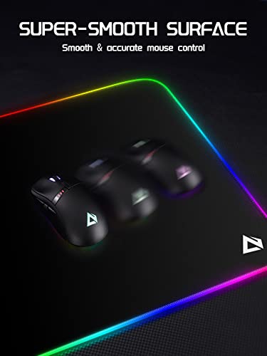 Gaming Mouse Pad, RGB Mouse Mat XXL Large (35.4 x 15.75 in) with 7 LED Colors 11 Lighting Modes Waterproof Fabric Surface Non-Slip Rubber Base for PC Laptop Keyboard - size: 35.4L x 15.8W inches