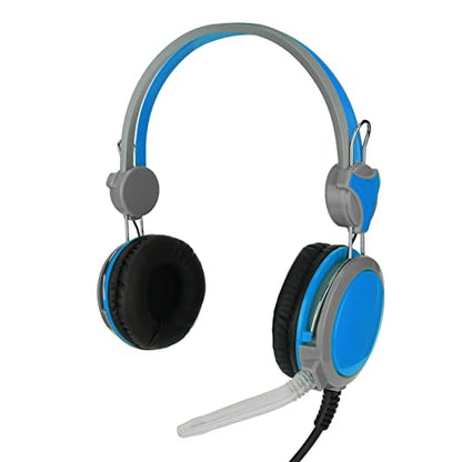Noise Cancelling Gaming Headphones Clear Sound and Microphone for Computer Players (Blue) - color: Blue