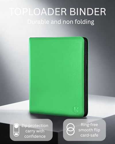 Top loader Binder - Holds 324+ Top Loaders for Cards, 9 Pocket Top Loader Binders with Sleeves for 3" x 4" Rigid Card Holders for Baseball, Football and other Cards (Hight Green) - color: Hight Green