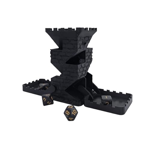 Castle Retro Black Dagger Dice Dice Tower Dungeons and Dragons RPG Tabletop Roleplaying Game Jail D&D (Random 7PCS D20 Dice Set Included) Black - color: Black
