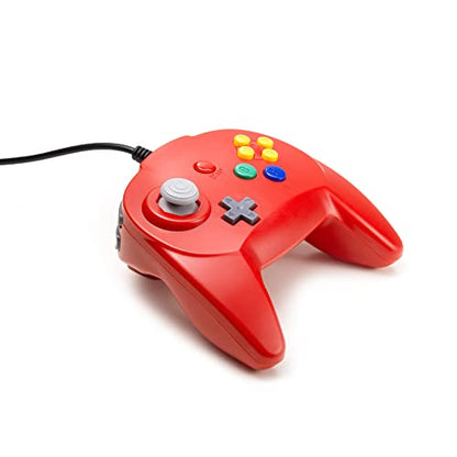 KIWITATA Retro N64 Controller, Mini N64 Wired 64-bit Remote Game Controller Upgraded Joystick Replacement Video Gamepad Red - color: red