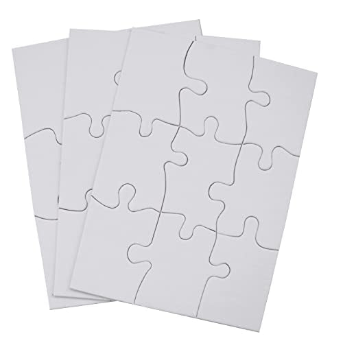 INOVART Puzzle-It 9-Piece Blank Puzzle, 24 Puzzles Per Package, 4" x 5-1/2", White - size: 9 Pieces (4 x 5.5 in), style: 24 Puzzles Per Package
