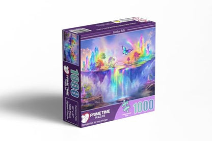 1000 Piece Jigsaw Puzzle for Adults - Fantasy Butterfly and Rainbow Crystal Waterfall - Magical Landscape - Challenging Puzzle Perfect for Game Nights. 20x27 inches - color: Rainbow Falls