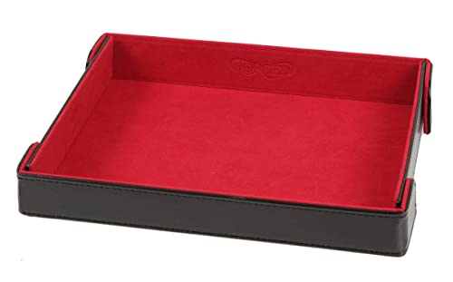 Forged Dice Co. 9.5 Inch Magnetic Folding Dice Tray - Portable Folding Dice Rolling Tray for use as DND Dice Tray D&D Dice Tray or Dice Game - Quiets Rolling Metal Dice and Folds Flat - color: Red