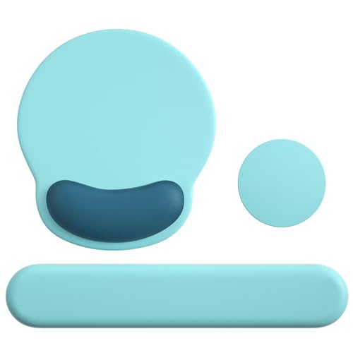 Mouse Pad with Keyboard Wrist Rest,Ergonomic Mouse Pad Wrist Support PU Base with Coaster,Mousepad with Nonslip Base for Computer Laptop Keyboard Home&Office - color: F-Teal