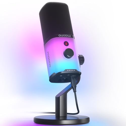 MAONO PD100X USB/XLR Dynamic Microphone for PC, Computer Mic for Gaming Streaming Podcasting, with Mute Button, RGB, Smart Software,Noise Reduction (Desktop Stand Version, RGB) - color: RGB, style: Desktop Stand Version