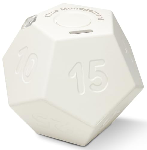 Cube Pomodoro Timer - Flip to Start Countdown, Rechargeable Mini Productivity Timer for Study, Office, 11 Preset Times, Silent/Vibration, Time Management Tool for Kids & ADHD (White) - color: Floral White