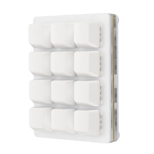 12 Key Programmable Macro Keyboard, One Handed Mechanical Gaming Keypad with Hot Swappable Red Switches, USB C Wired Mini Macropad for PC, Customizable RGB Backlit - color: White