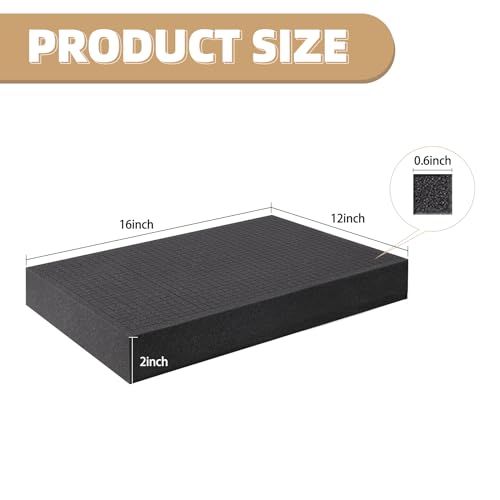 4 Pack Pre-Cut Pick & Pluck Polyurethane Foam Sheets,16×12×2in Gun/Game/Tool Box Protective Insert Foam