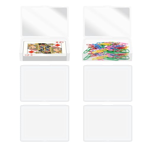 6 Pcs Playing Card Deck Plastic Boxes Clear Poker Gaming Play Card Holder Empty Storage Organizer Reusable Business Trading Card Case for Storing Organizing Supplies - color: 6 Pcs