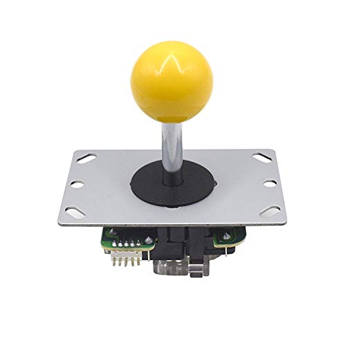 Yellow Ball Top Handle 5 Pin Micro Switches 4 & 8 Way Adjustable Arcade Joystick Replacement Cable Parts for Mame Jamma Arcade USB Encoder PC Game Cabinet DIY Joystick and Button Kit…